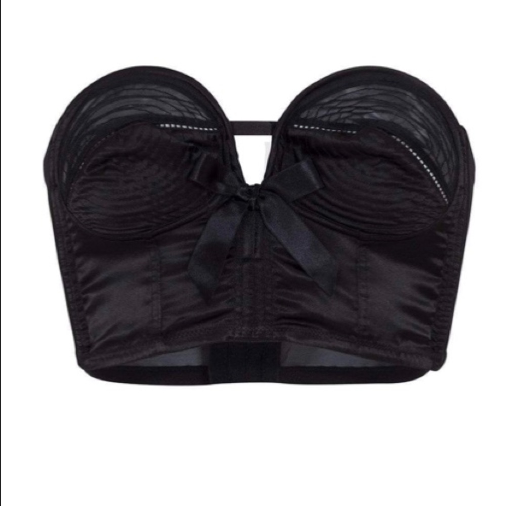 Bettie Page Longline Black Overwire Bra 36DD